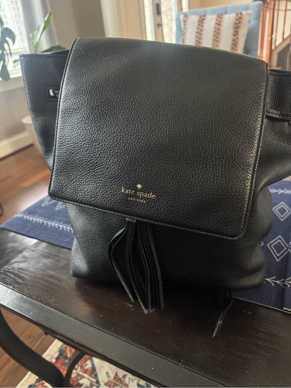 Kate Spade Black Leather Backpack
